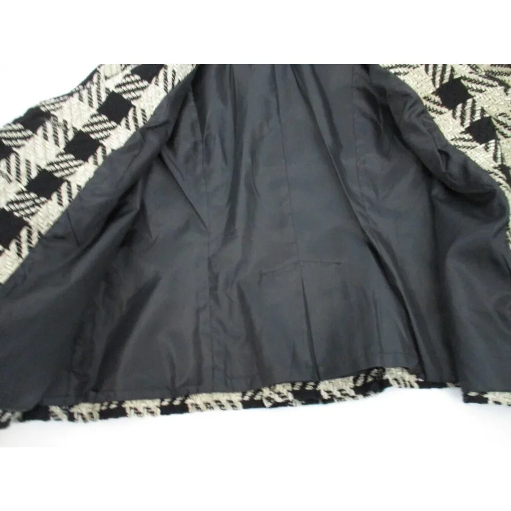 Coldwater Creek Blazer Womens Size 14 Buffalo Check 3-Button Black Tan